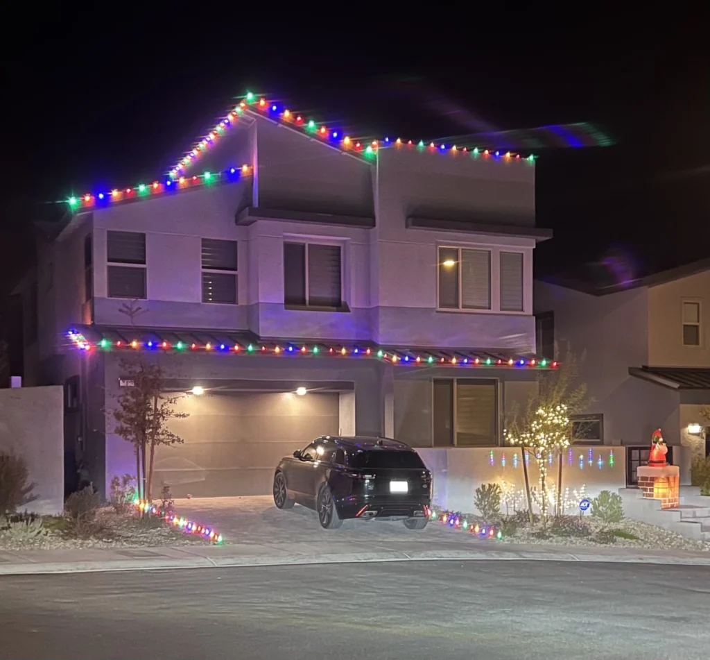 Christmas lights installed on a home in Paseos Summerlin